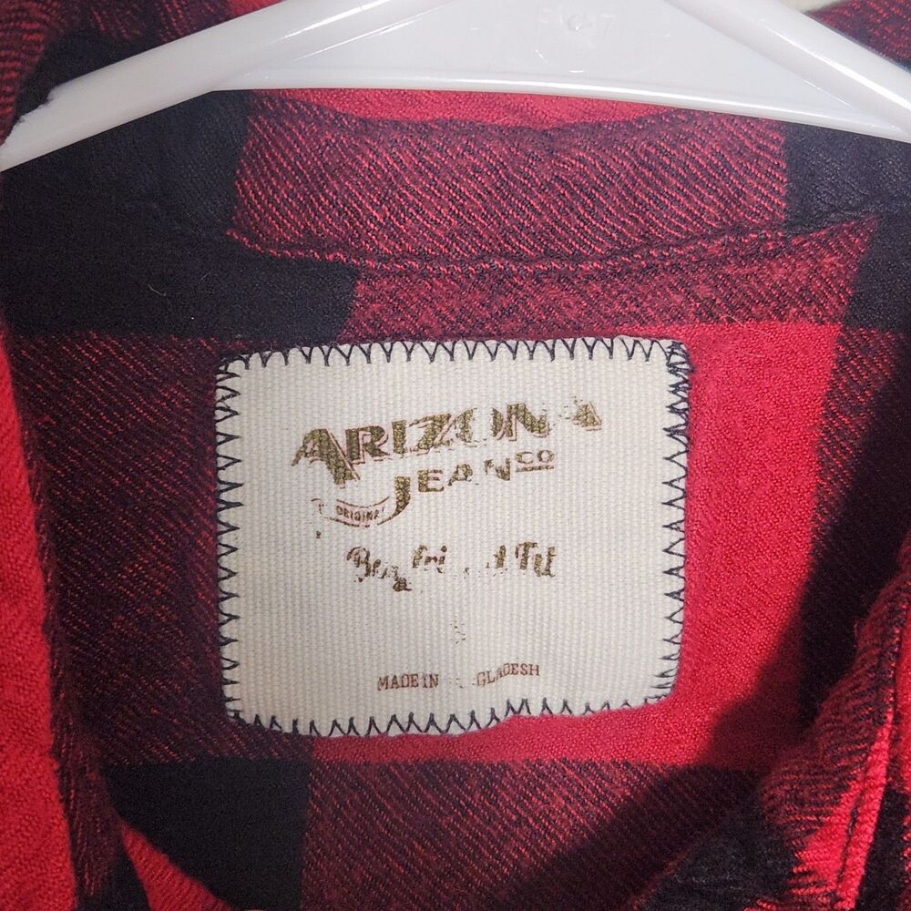 Arizona Jean Co Buffalo Plaid Flannel Shirt Womens Small Red Black Button Up - Picture 3 of 7